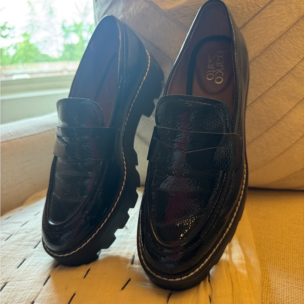 Franco Sarto Glossy Black Loafers